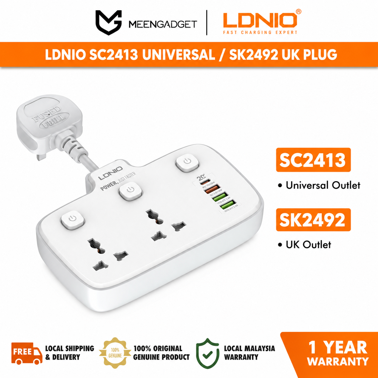LDNIO SC2413 Universal Outlet